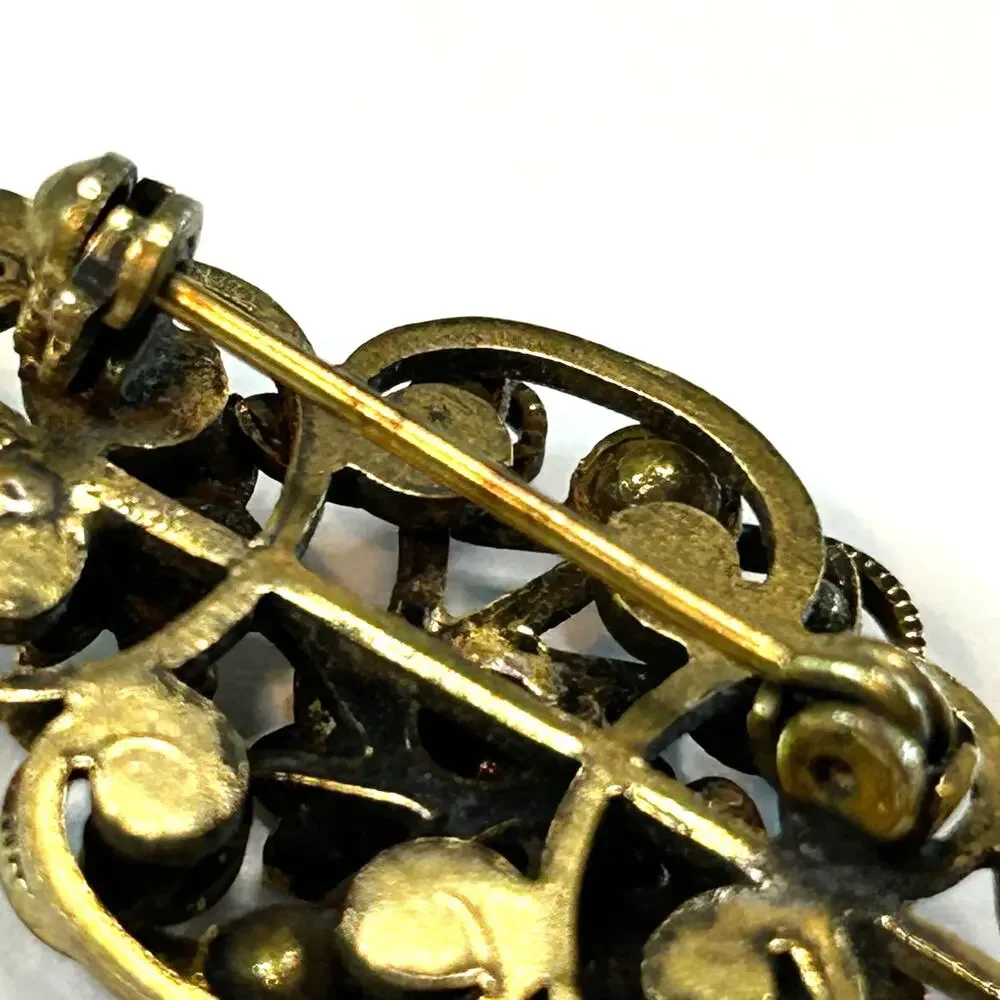 Vintage Stacked Filigree Enamel Daisy Flowers Brooch Pin‎
